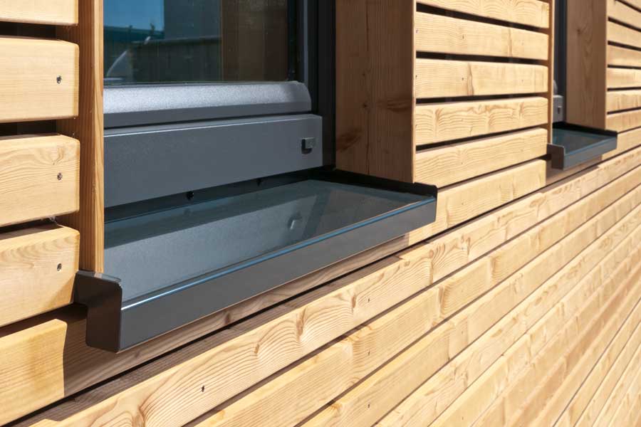Aluminium Fensterbank Zuschnitt auf Maß Fensterbrett Ausladung 50 mm weiß anthrazit silber dunkelbronze