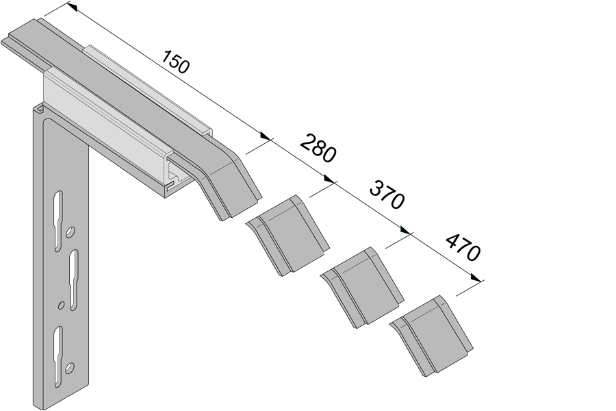 Fensterbankhalter, thermisch getrennt, stufenlos verstellbar für Alufensterbank GS40 Alufensterbank Halter