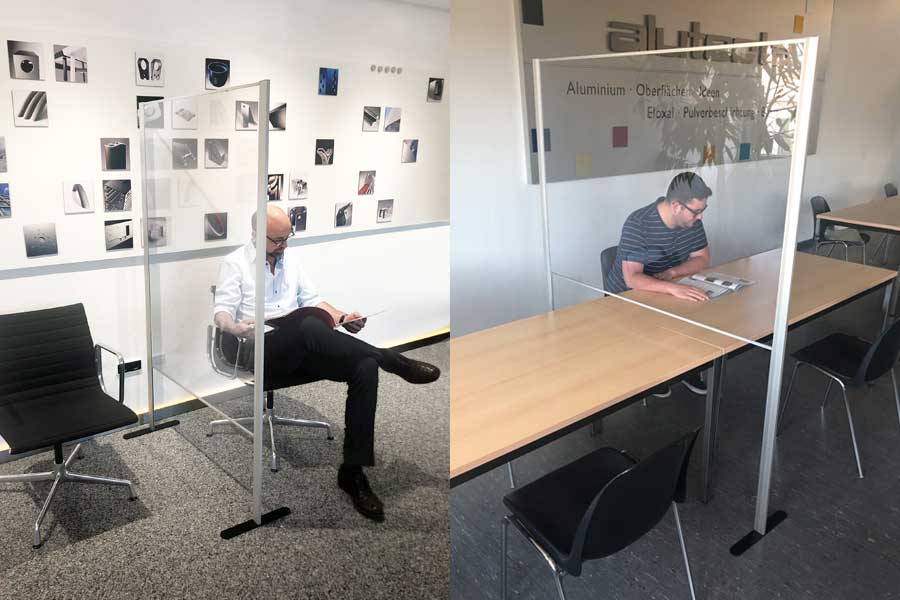 ALU-Protect Hygienewand mit Standfuß ALU-Protect Hygienewand mit Standfuß